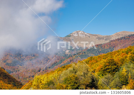 Mountainous landscape in the autumn season. The Mala Fatra national park in northwest of Slovakia, Europe. Mountainous landscape in the autumn season. The Mala Fatra national park in northwest of Slovakia, Europe. 131605806