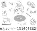 Hand-drawn illustrations of sewing and crafts - Line drawing set 131605882