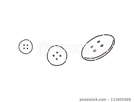 Hand-drawn illustration of buttons used in sewing 131605889