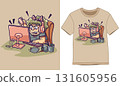 Tshirt Designs. Fat gamers are busy playing games on the computer of illustration 131605956