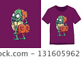 Tshirt Designs. scary zombie is dancing his ass of illustration 131605962