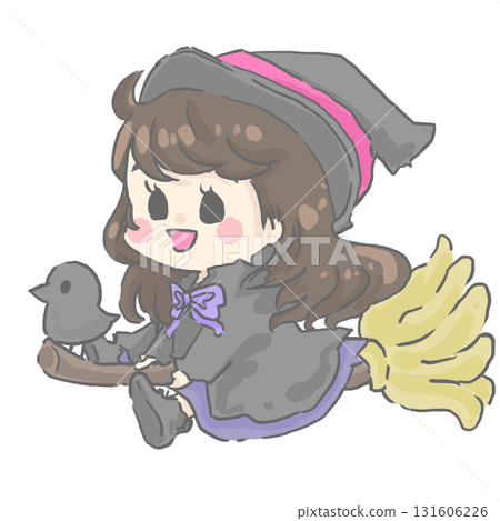 一個穿著萬聖節服裝的女孩的插圖 131606226