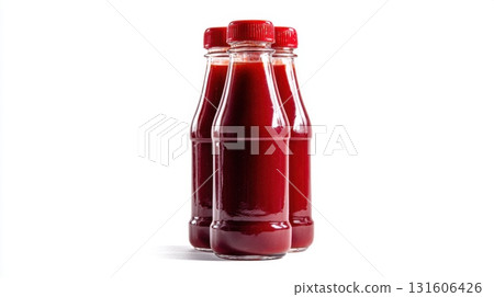 Red juice bottles on white 131606426