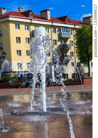 The beauty of a fountain on a sunny day 131606617