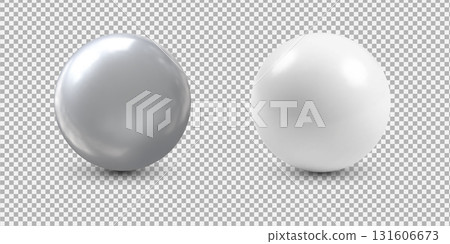 White and Metal Ball.Realistic ball for design and lettering.Vector illustration 131606673
