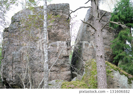 Rock formation in a green forest, Turku, Finland Rock formation in a green forest, Turku, Finland 131606882