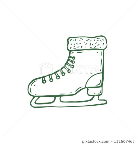 Vintage whimsical winter ice skate. Coquette style vector illustration. Hand drawn winter doodle 131607465