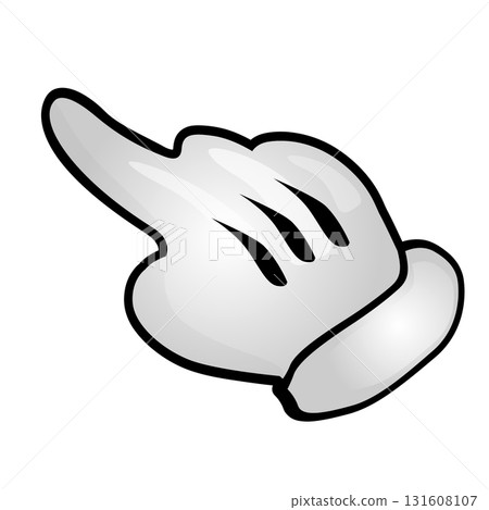 A white and black cartoon hand pointing to the right A white and black cartoon hand pointing to the right 131608107
