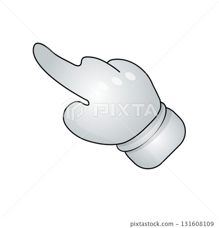 A white and black cartoon hand pointing to the right 131608109
