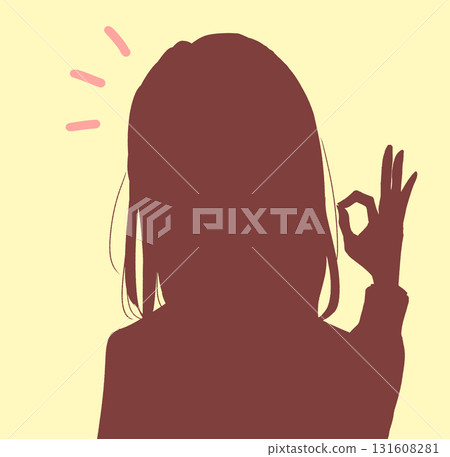 女學生剪影給予 OK 的手勢 女學生剪影給予 OK 的手勢 131608281