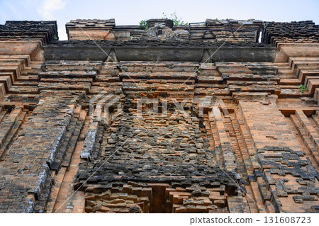 Tropical plant on the brickwork of ancient sacred Cham Tower of the 12th century Tuy Hoa, Vietnam Tropical plant on the brickwork of ancient sacred Cham Tower of the 12th century Tuy Hoa, Vietnam 131608723