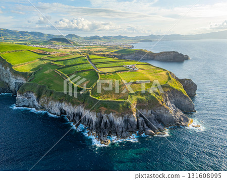 Cape Cintrao and Atlantic Ocean. Azores, Sao Miguel Island. Portugal. Aerial View Cape Cintrao and Atlantic Ocean. Azores, Sao Miguel Island. Portugal. Aerial View 131608995