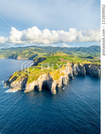 Cape Cintrao and Atlantic Ocean. Azores, Sao Miguel Island. Portugal. Aerial View Cape Cintrao and Atlantic Ocean. Azores, Sao Miguel Island. Portugal. Aerial View 131609002