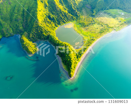 Lagoa do Fogo Lake. Azores, Sao Miguel Island. Portugal. Aerial View Lagoa do Fogo Lake. Azores, Sao Miguel Island. Portugal. Aerial View 131609013