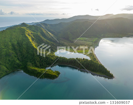 Lagoa do Fogo Lake. Azores, Sao Miguel Island. Portugal. Aerial View Lagoa do Fogo Lake. Azores, Sao Miguel Island. Portugal. Aerial View 131609037