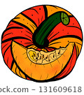 Hand Drawn Graphic Pumpkin Illustration, Halloween and Thanksgiving Art 131609618