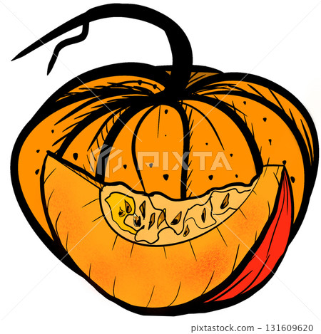 Hand Drawn Graphic Pumpkin Illustration, Halloween and Thanksgiving Art 131609620