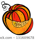Hand Drawn Graphic Pumpkin Illustration, Halloween and Thanksgiving Art 131609678