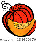 Hand Drawn Graphic Pumpkin Illustration, Halloween and Thanksgiving Art 131609679
