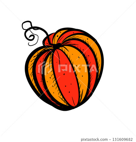 Hand Drawn Graphic Pumpkin Illustration, Halloween and Thanksgiving Art 131609682