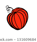 Hand Drawn Graphic Pumpkin Illustration, Halloween and Thanksgiving Art 131609684
