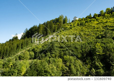 Peaceful Mountain House in the Heart of Nature. Serene Landscape with Silence and Harmony 131609740