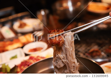Korean cold noodles in chilled broth Korean cold noodles in chilled broth 131609945
