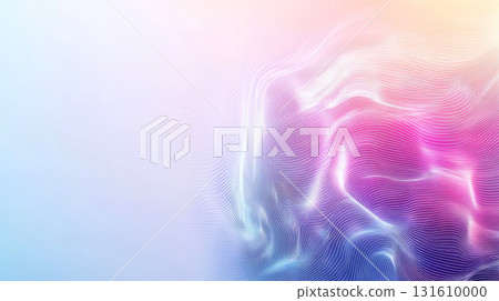 A rounded digital voice wave icon is illustrated with smooth, symmetrical lines and vibrant colors blending together harmoniously, creating depth 131610000