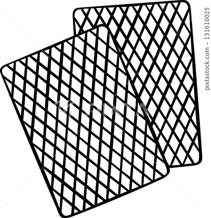 Hand-drawn black and white icon of checkered face-up playing cards, sketch style illustration of poker or casino concept. Simple doodle of patterned cards for game theme Hand-drawn black and white icon of checkered face-up playing cards, sketch style illustration of poker or casino concept. Simple doodle of patterned cards for game theme 131610025