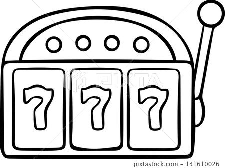 Sketch style classic 777 slot machine in simple black and white line art. Casino game icon drawn as a doodle, minimalist illustration for gambling, luck, and jackpot concepts Sketch style classic 777 slot machine in simple black and white line art. Casino game icon drawn as a doodle, minimalist illustration for gambling, luck, and jackpot concepts 131610026