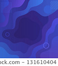 Abstract background with gradient shapes and geometric elements. Blue and purple background with wavy lines, dots, and circles. Modern Geometric Wave Pattern. 131610404