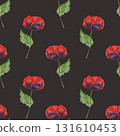 Beautiful seamless pattern with watercolor hand drawn colorful poppy flowers. 131610453