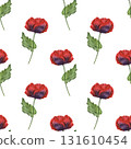 Beautiful seamless pattern with watercolor hand drawn colorful poppy flowers. 131610454