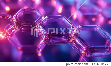 Abstract technological background with a hexagonal honeycomb geometric pattern. Graphene molecular concept 131610477