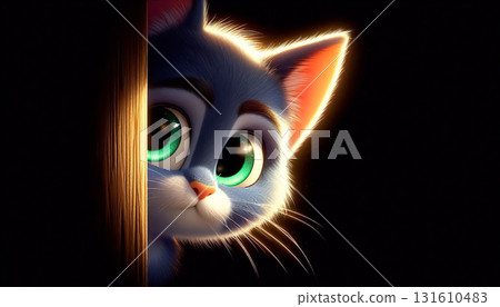 3D cute cat cartoon illustration 131610483