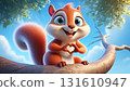 Adorable squirrel on a tree making a heart shape with its paws 131610947