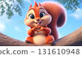 Adorable squirrel on a tree making a heart shape with its paws 131610948