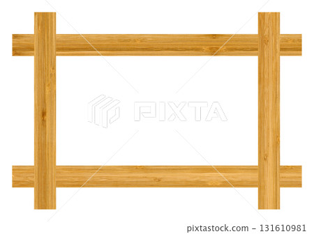 Wooden bamboo rectangle frame, wooden bamboo frame made of a combination of different woods 131610981