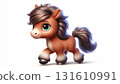 Cute funny horse cartoon in white background 131610991