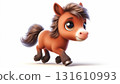 Cute funny horse cartoon in white background 131610993