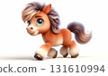 Cute funny horse cartoon in white background 131610994