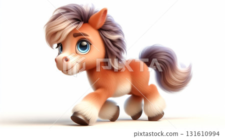 Cute funny horse cartoon in white background Cute funny horse cartoon in white background 131610994