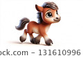 Cute funny horse cartoon in white background 131610996