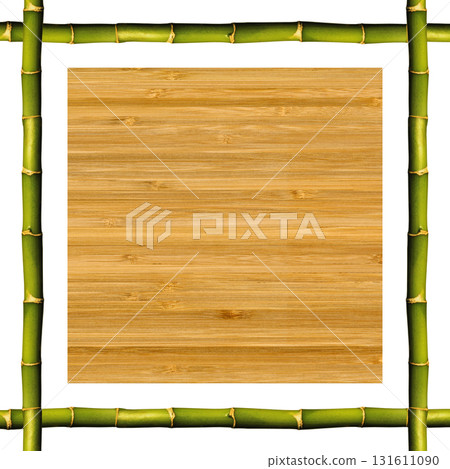 Square green natural bamboo stick frame and bamboo wood grain texture, isolated on white background Square green natural bamboo stick frame and bamboo wood grain texture, isolated on white background 131611090