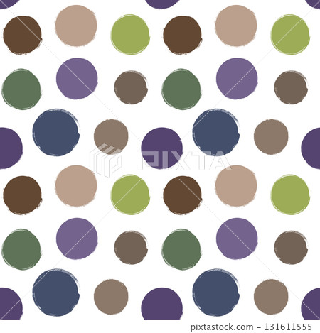 Seamless vector hand drawn pattern with big doodle polka dots in natural earth tones 131611555
