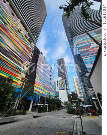 Colorful Skyscraper Canyon City Street in Miami 131612014