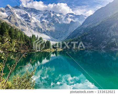 Crystal Alpine Lake with Snowy Peaks Crystal Alpine Lake with Snowy Peaks 131612021