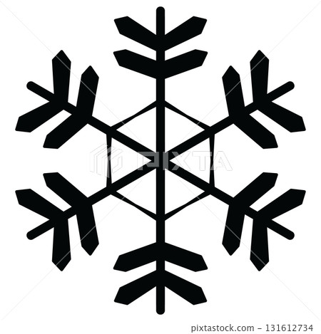 Black snowflake silhouette icon Black snowflake silhouette icon 131612734