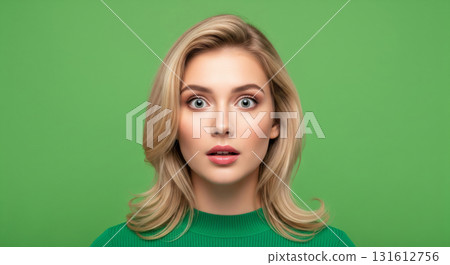 A photorealistic, high-detail, professional studio portrait of a stunning young woman. 131612756
