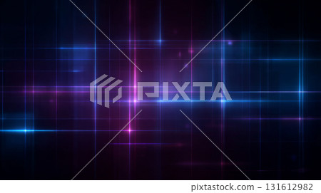 Digital background with intersecting blue and purple neon grids 131612982